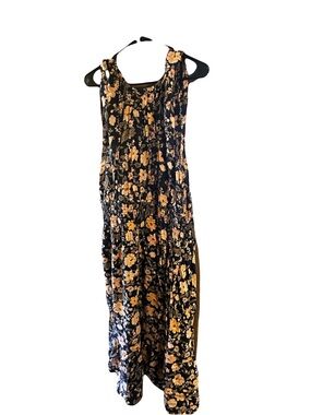 Old Navy Floral Midi Dress XXL Black Boho Flowy Sleeveless
